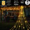 350 LEDs 12.8Ft Waterfall Lights Christmas Tree Topper String Lights 8 Memory Mode for Outside Xmas New Year Yard Holiday Party Decor Warm White